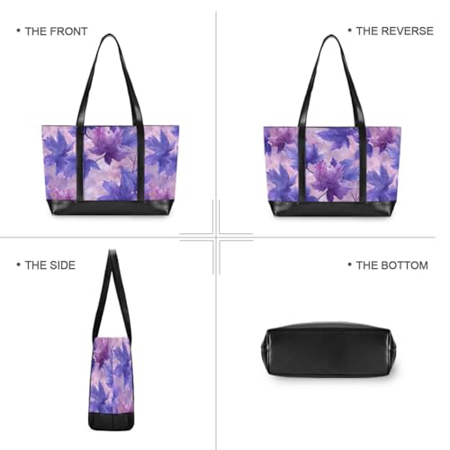 Watercolor Painting Maple Leaf Amethyst classy laptop purse for women with zipper for commuter with lunch maletín para laptop mujer3