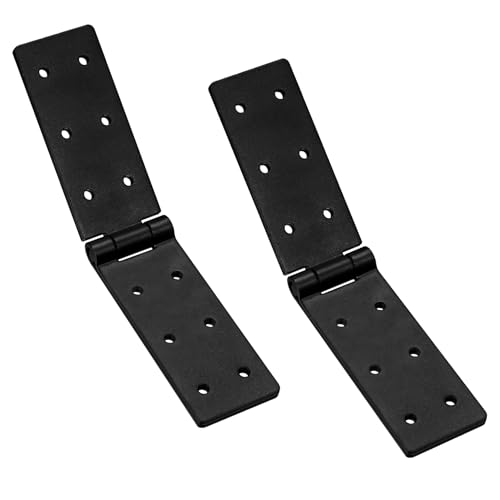 Lot de 2 charnières pliantes pour charges lourdes - Noir - Pour porte en bois, porte de jardin, armoire