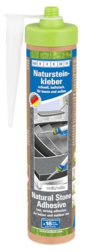 WEICON Natursteinkleber 290 ml, hohe Anfangshaftung, für alle Steinarten, für Innen & Außen, lösemittelfrei, weiß
