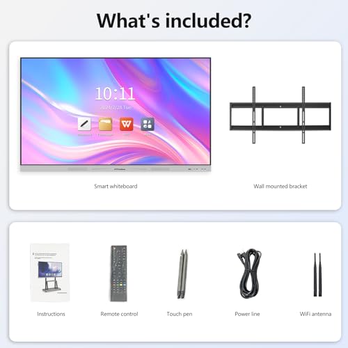 Image of Smart Board 55 inch 4K Interactive Whiteboard Touch Screen, Digital Smart Whiteboard for Classroom and Business with Android 14.0-8+128 GB(Wall Mount Included)