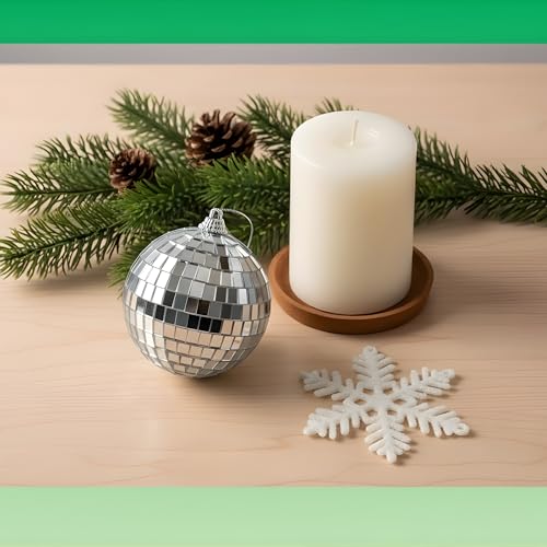 Image of Crackles Mirror Ball 8CM (Set of 3) | Silver Disco Hanging Balls | Reflective Christmas Tree Ornaments | Party, Home & Event Decoration Props