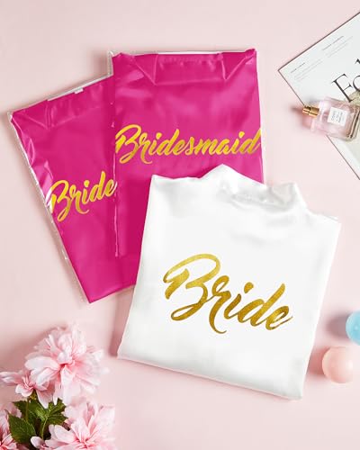 Image of Jecery Women Bride Kimono Robe Embroidered Getting Ready Satin Bridesmaid Robes for Wedding Party Bridal Shower