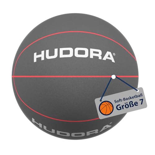 HUDORA Soft-Basketball Größe 7 Ø 24 cm ca. 340 g leicht Grauer Schaumstoff-Basketball lautlos für Indoor und Outdoor kinderfreundlich leise & griffig für Familie Garten & Spielplatz