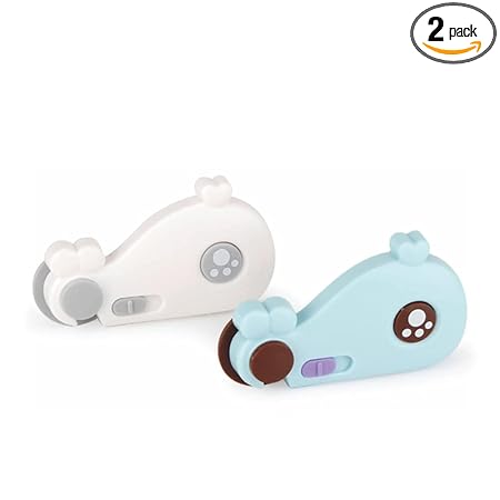 MIANKU Cute Whale Child Safety Drawer, Cabinet Locks Baby Proofing Latches for Fridge, Baby Proofing Cabinet Latch for Drawer with 3M Adhesive No Drilling, Multi Color, Easy Installation (Pack of 2)