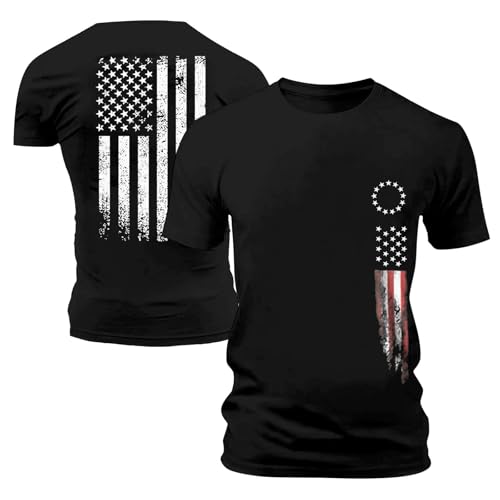 Spring Sale My The Orders Mens 4th of July T-Shirts Vintage Red White and Blue American Flag Patriotic Shirts Big and Tall Plus Size Summer Tops Gym Workout Outfits Apparel