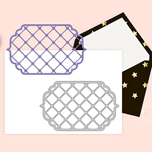 BENECREAT 4 Styles Net Lace Frame Cutting Dies, Grid Background Metal Cutting Dies for DIY Paper Craft Card Making Scrapbooking Decor