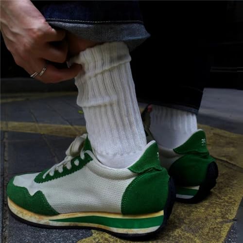 Image of DAUCO 4 Pairs 98% Cotton Socks for Men Women Crew Seamless Fall Slouchy Socks