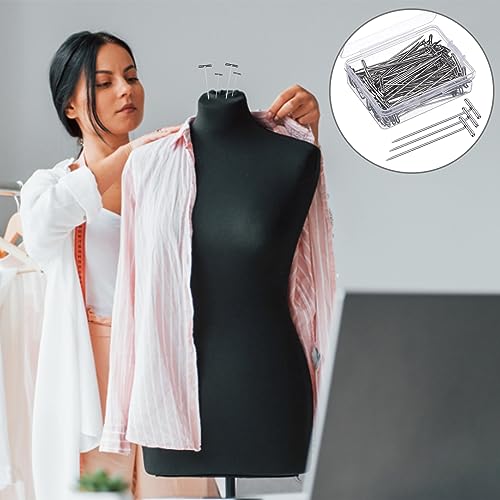 100pcs T-Pins,Stainless steel T-Pins,Wig T Pin,Stainless Steel Wig Pinswith a Plastic Box T Pinsfor Dressmaking,Blocking Knitting,Modelling and DIY Crafts,WigMaking(2 Sizes,38mm+51mm)