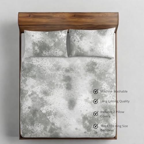 Image of VELOURA Tie-Dye Bedsheet Set, 100% Cotton, King Size 108x108 Inches, 300 Thread Count, with 2 Pillow Covers (Grey)