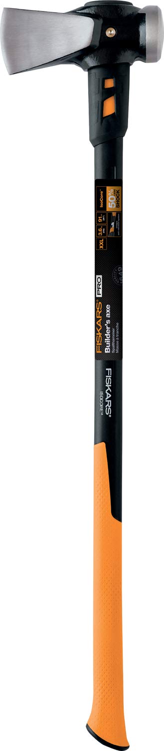 Fiskars Spaltaxt IsoCore XXL zum Spalten von Stammstücken oder zum Eintreiben 92 cm, 3,6 kg, Schwarz/Orange & Spaltaxt, Inklusive Klingen- und Transportschutz,: 96 cm, Antihaftbeschichtet