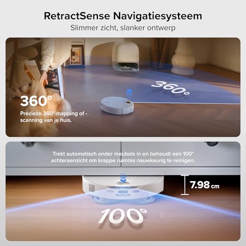 Roborock Qrevo Curv 2 Pro Robotstofzuiger & Dweil 25.000 Pa Zuigkracht, Geen Klitten, Heetwaterwas 100°C, Zelfreinigend, Obstakelvermijding - Afbeelding 5