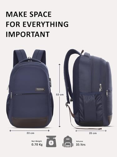 Image of Lavie Sport 35L Zenith | 19 Inch | Fits Upto 15 Inch Laptop Backpack | Laptop Compatiable | Rain Cover | Combi Lock | College Bag | for Men & Women