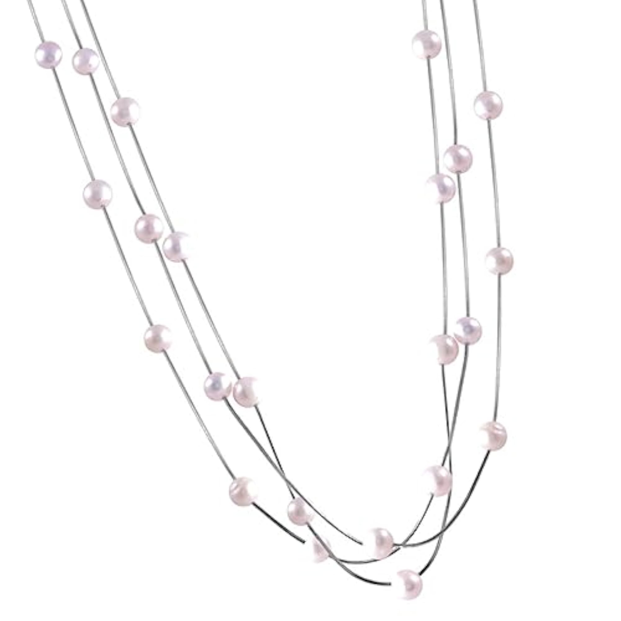 Multi-Layered Pearl Chain Necklace for Women