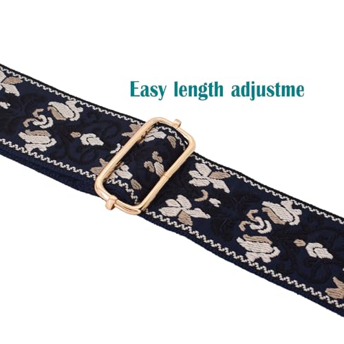 Image of 2 Inch Wide Purse Strap Replacement - Adjustable Shoulder Strap for Crossbody Bag, Tote & Handbag(Blue Floral)