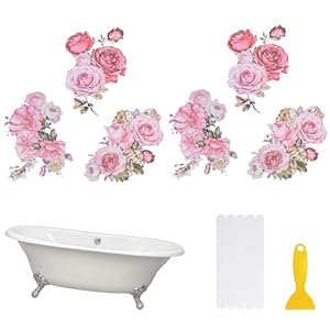 HOMMDECO Rutschfeste Badewannen-Aufkleber, 6 Stück, Blumen
