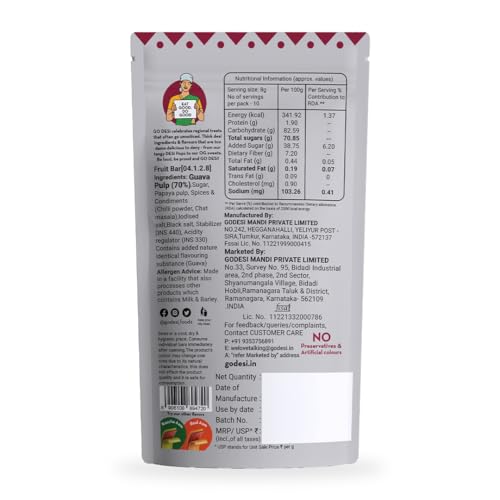 Image of GO DESi Guava Fruti Twist Fruit Bars - 3 x Pack of 10 pieces, Papad, Fruit Jelly