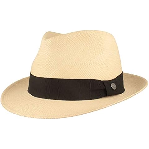 Sombrero Panamá de Paja con Protección UV y Refuerzo, Natural (Banda Negra) Cover
