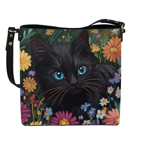Image of HUGS IDEA Boho Bags for Women Leather Handbag Shoulder Bucket Crossbody Purse