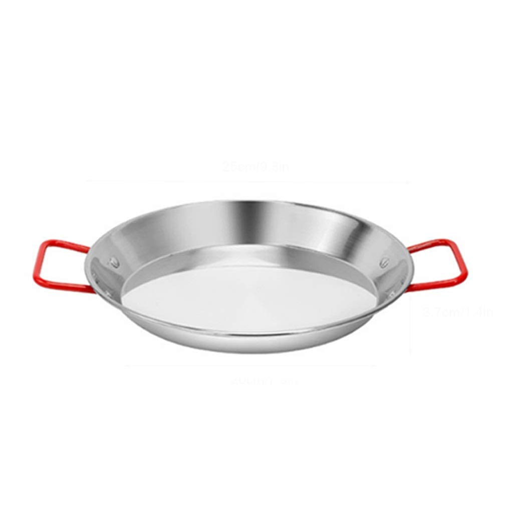 Stainless Steel Paella Pan Seafood Frying Pot Non-Stick Frying Pot Kitchen Fried Chicken Fruit Plate Cooking Tool (One Color 22.5vm)