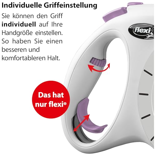 flexi® Select M Gurt 0-7 m grau/lila, Roll-Leine für Hunde bis 25 kg