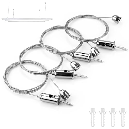TXXATX Seilaufhängung Einbauset 4 Stück Lampenaufhängung 1,5 mm x 1,5 m Decke Ohrstecker Drahtseil Edelstahl Stahlseil Hängende Höhenverstellbar Seilabhängung für Pendelleuchten LED Panelleuchten TXXATX Seilaufhängung Einbauset 4 Stück Lampenaufhängung 1,5 mm x 1,5 m Decke Ohrstecker Drahtseil Edelstahl Stahlseil Hängende Höhenverstellbar Seilabhängung für Pendelleuchten LED Panelleuchten