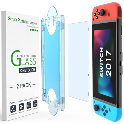 amFilm Auto-Alignment OneTouch for Nintendo Switch 6.2' 2017 Screen Protector, Tempered Glass...