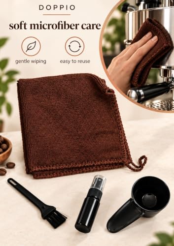 Image of DOPPIO Coffee Maker Accessories Kit - Cleaning Brush, Microfiber Cloth, Mist Spray Bottle & Coffee Scoop, Essential Barista Tools for Easy Maintenance