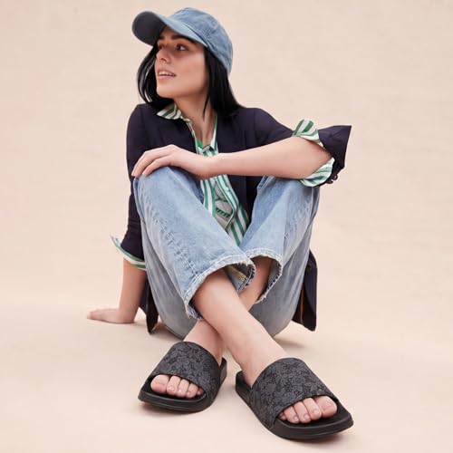 Image of YOHO Tropica Printed Comfortable Women Slides | Stylish Rainy Footwear & Waterproof Monsoon Sandals | Soft Inner Lining On Strap