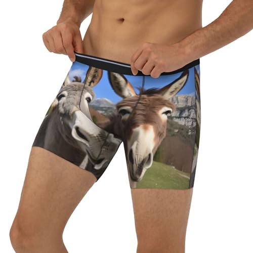 Men'S Long Leg Boxers Brief Novelty Underwear Comfort Fit Moisture Wicking Breathable Funny Donkeys 5