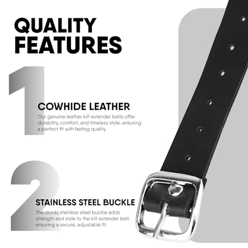 EZE Kilts Extension Straps Genuine Leather Kilts Belt Extender with Buckle - Customizable fit (Set of 3)4