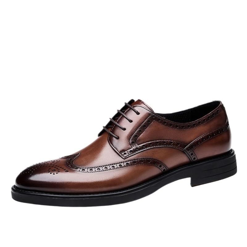 Men Oxford Dress Shoes Leather Round Toe Rubber Sole Block Heel Non Slip Party Comfortable Business Formal Genuine