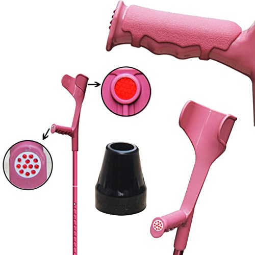 Muletas de antebrazo, muletas de brazo plegables ergonómicas y livianas con asas de goma para trabajo pesado, bastón antideslizante para adultos, negro/rosa/azul