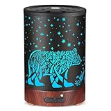 Essential Oil Diffuser- Aromatherapy Diffuser with7 Colors Light, and Auto-Off -Metal Cool Mist Humidifier for Home and Office（Polar Bear）…