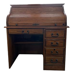 Small Home Office or Student Roll Top Desk- Solid Oak Wood Single Pedestal 40.5Wx24Dx45H BW Organizer Desk Quality Crafted Construction Locking File Drawers Dovetailed Secretary Desk Easy Assembly Small Home Office or Student Roll Top Desk Solid Oak Wood Single Pedestal 405Wx24Dx45H BW Organizer Desk Quality Crafted Construction Locking File Drawers Dovetailed Secretary Desk Easy Assembly