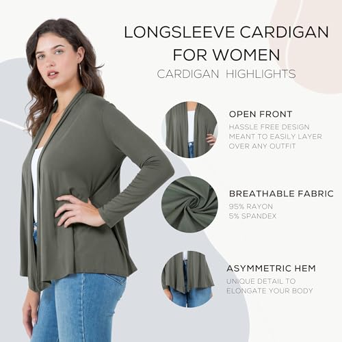 Image of Azules Long Sleeve Womens Cardigan, Thin Flowy Rayon Sweater Lightweight Cardigan for Casual or Dressy Outfits