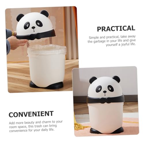Bote de basura OUNONA con tapa diseño panda plástico miniatura 3