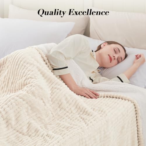 Image of Westinghouse Electric Blanket Twin, Flannel Sherpa, 62x84 Inch,Cream White | Twin Size Heated Blanket with 10 Heating Levels & 1-12 Hours Auto Shut Off, Fast Heating Warming Blanket, Machine Washable