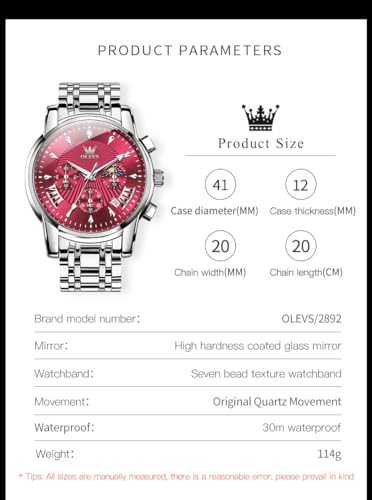 Image of OLEVS Watch for Men Original Chronograph Analog Quartz Waterproof Watch Luxury Premium Businesse Diamond Mens Dress Watches