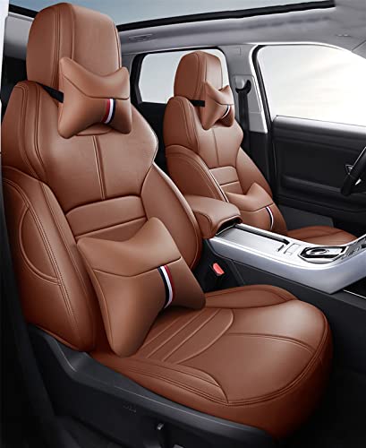 Fundas protectoras asiento coche Conjunto Completo De Funda Asiento Coche Piel Vaca Personalizada Para Volvo Xc70 S60 S80 Xc60 V40 V60 C30 C70 Xc90 Xc40 S40 S90 Para Xc-classic(Marrón,Luxury)
