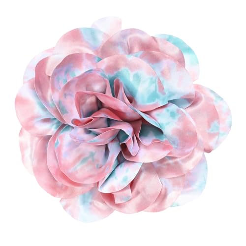 Image of M METERXITY Extra Large Rose Flower Brooches, Lapel Pins Dainty Satin Fabric Big Camellia Oversized Brooch Pin for Women
