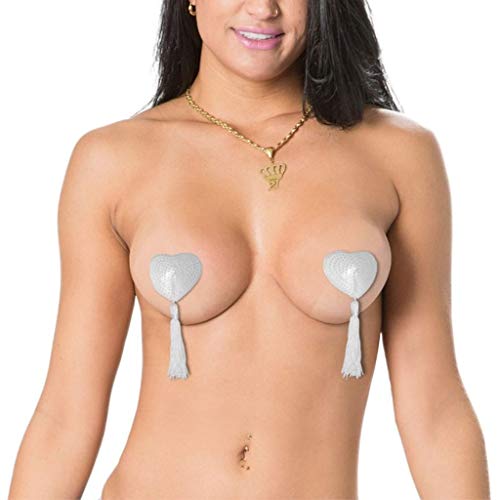 Nipple Pastie Bride Adesivo Para Seios Coração com Lantejoulas e Pompom