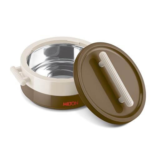 Image of MILTON Valenza 1500 Insulated Inner Stainless Steel Casserole for Roti, 1250ml | Hot Box for Kitchen | Keeps Food Hot & Fresh | BPA-Free, Durable & Easy to Carry | Hot Pot with Lid for Home, Brown