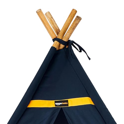 Image of Amazon Basics, Pet Soft Fabric Tent and Teepee, Cozy and Comfortable, Cushion Floor and Windows, Soft Cushion Base, Pet Home for All Dogs and Cats (Large) (Multi-Color)