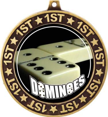 Medalla Dominoes 1st Place Perimeter Oro 2.75" miniatura 2