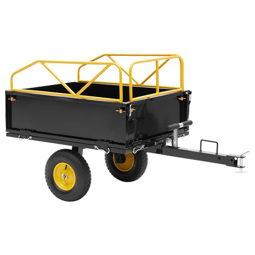 Jocisland Garden Utility Trailer, 500Lbs 12 Cu.ft Atv Utv Trailer Tow Behind Dump Cart With Removable Sides, Rear Hitch &Amp; Convenient Handle, Outdoor Lawn Mower Cart For Tractor