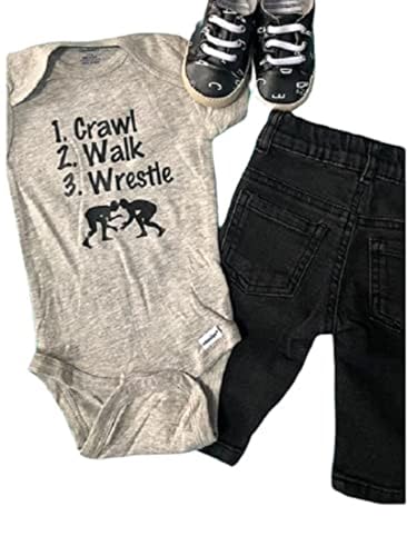 Crawl walk wrestle baby onesie ® (Pants/shoes NOT Included) future wrestler infant shirt wrestling clothes shower gift
