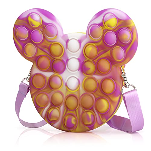 Aemotoy Kids Cute Crossbody Purse Mouse Shoulder Bag Handbag Coin Wallet Little Girl's Cute Purse with Cartoon Mouse Ears for Girls(Purple)