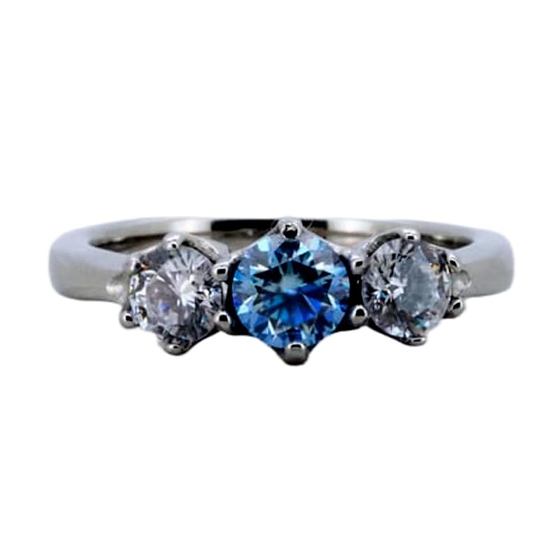 Bague en argent saphir bleu naturel véritable et anneau serti pierres CZ