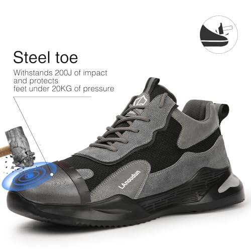 Image of LAoutun Steel Toe Shoes for Men Women Safety Work Shoes Indestructible Steel Toe Sneakers Lightweight Work Shoes Toe Shoes