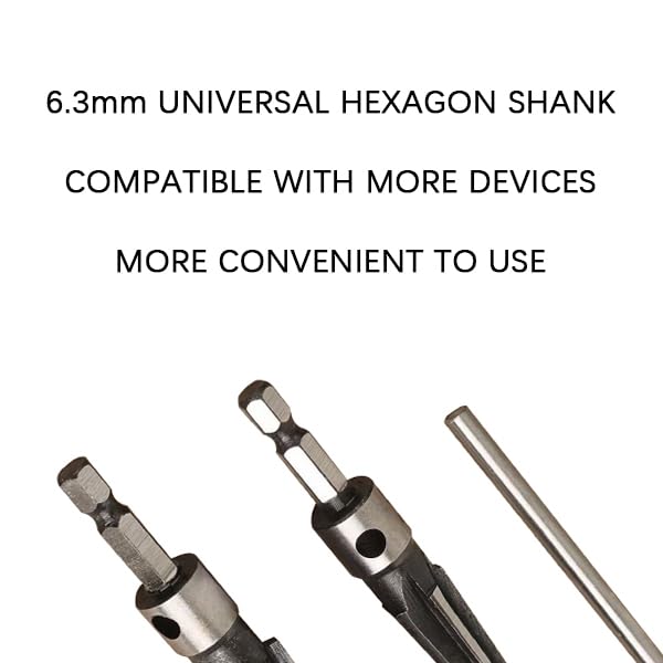 T Handle Tapered Reamer Tool, 6-Flute Chamfering Reamer, Electric and Manual Woodworking Hole Openers, Conical Hole Expander Reamer Cutting Tool，Dimensions: 3-13mm, 5-16mm, 5-22mm